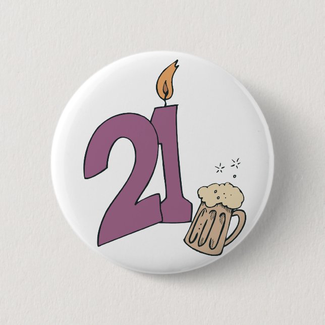 Badge Rond 5 Cm 21ème Boissons d'anniversaire (Devant)