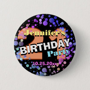 Badge Rond 5 Cm 21ème fête d'anniversaire de coutume