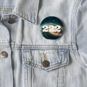 Badge Rond 5 Cm 222 Universe Angel Numéro Galaxy Manifestation