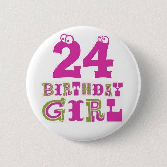 Badge Rond 5 Cm 24ème Insigne de bouton de fille d'anniversaire (Devant)