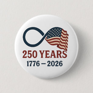 Badge Rond 5 Cm 250 Anniversaire 1776-2026 USA Patriotique