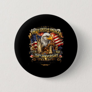 Badge Rond 5 Cm 250 Ans d'Amérique Anniversaire 250e Indépendance