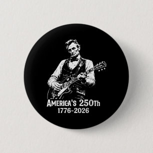 Badge Rond 5 Cm 250e anniversaire Usa Abe 16e président Guitare 25