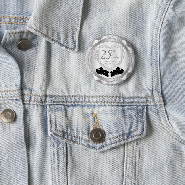 Badge Rond 5 Cm 25e anniversaire du Mariage d'argent (En situation)