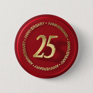 Badge Rond 5 Cm 25e anniversaire sceau de cire rouge