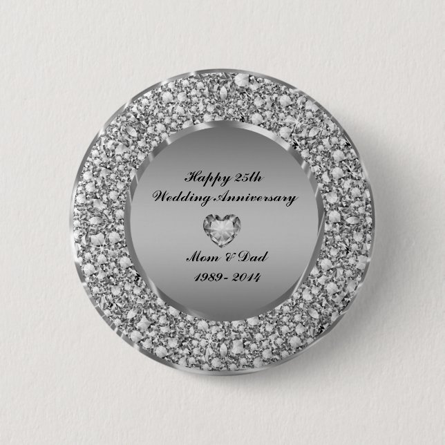 Badge Rond 5 Cm 25e Wedding Anniversary (Devant)