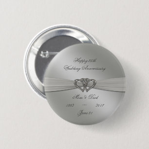 Badge Rond 5 Cm 25ème bouton d'anniversaire de mariage d'argent