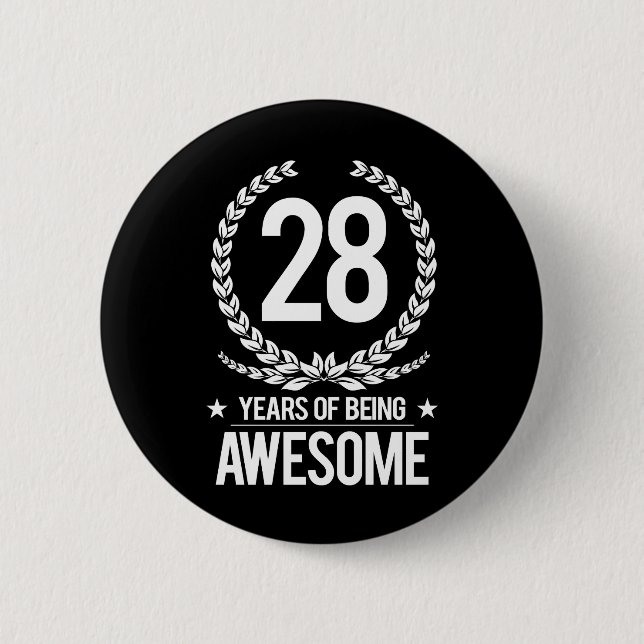 Badge Rond 5 Cm 28ème Anniversaire (28 ans d'être impressionnants) (Devant)