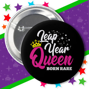 Badge Rond 5 Cm 29 fév Année bissextile Reine Jour bissextile Anni