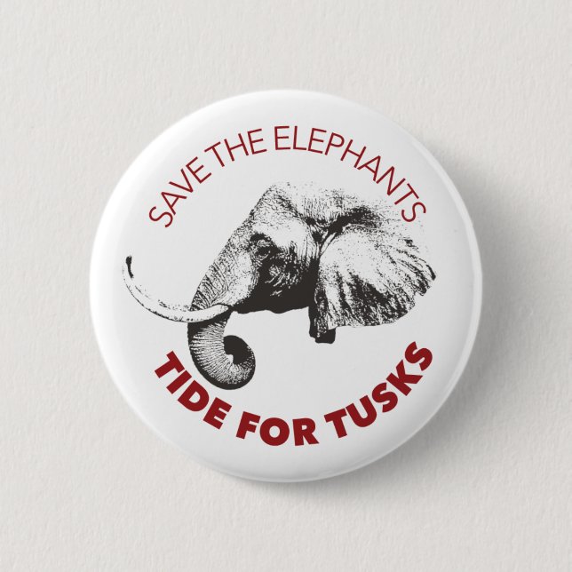 Badge Rond 5 Cm 2,25" économies le bouton d'éléphants (Devant)