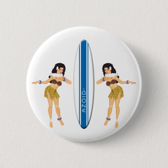 Badge Rond 5 Cm 2 Hulas et Surf Board (Devant)