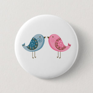 Badge Rond 5 Cm 2 Oiseaux
