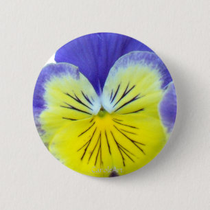 Badge Rond 5 Cm 2 pensées jaunes bleues