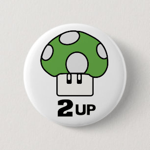 Badge Rond 5 Cm 2 vers le haut du bouton de champignon