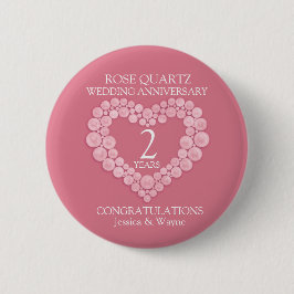 Badge Rond 5 Cm 2e anniversaire mariage rose quartz photo coeur