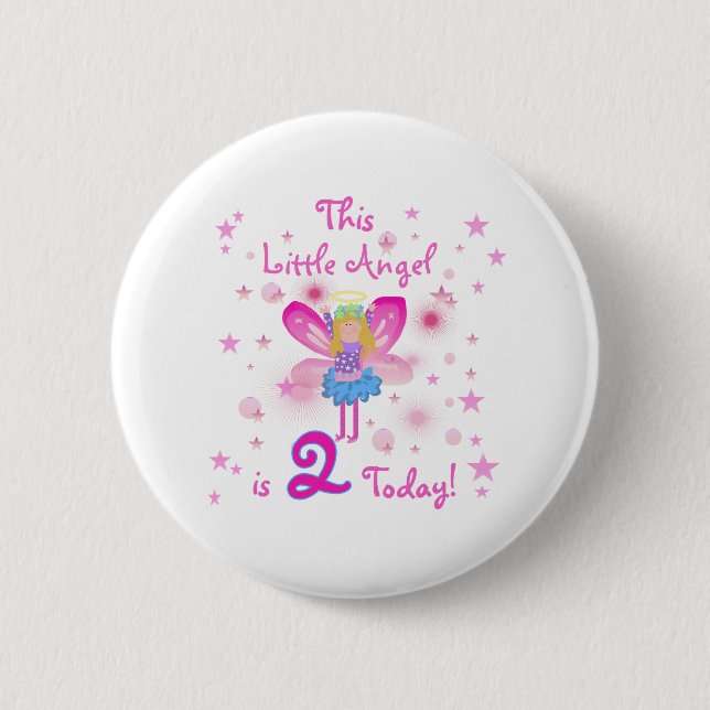 Badge Rond 5 Cm 2ème Peu d'anniversaire d'ange (Devant)