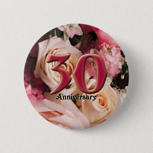 Badge Rond 5 Cm 30ème Boutons d'anniversaire de mariage