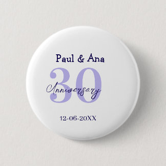 Badge Rond 5 Cm 30th anniversary purple bold letter name simple re