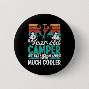 Badge Rond 5 Cm 32 ans campeur scouting camping vintage 32 Bir