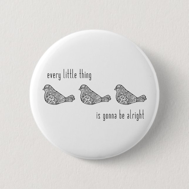 Badge Rond 5 Cm 3 Bouton Petits Oiseaux (Devant)