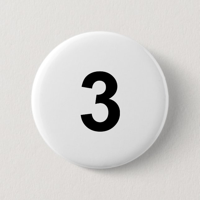 Badge Rond 5 Cm 3 - numéro trois (Devant)
