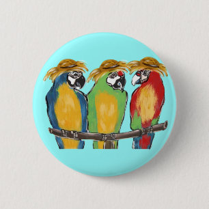 Badge Rond 5 Cm 3 perroquets