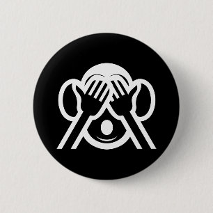 Badge Rond 5 Cm 3 Singes Sages Mizaru 見 ざ る Ne Voir AUCUN Emoji Ma