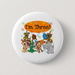 Badge Rond 5 Cm 3ème anniversaire de fêtards