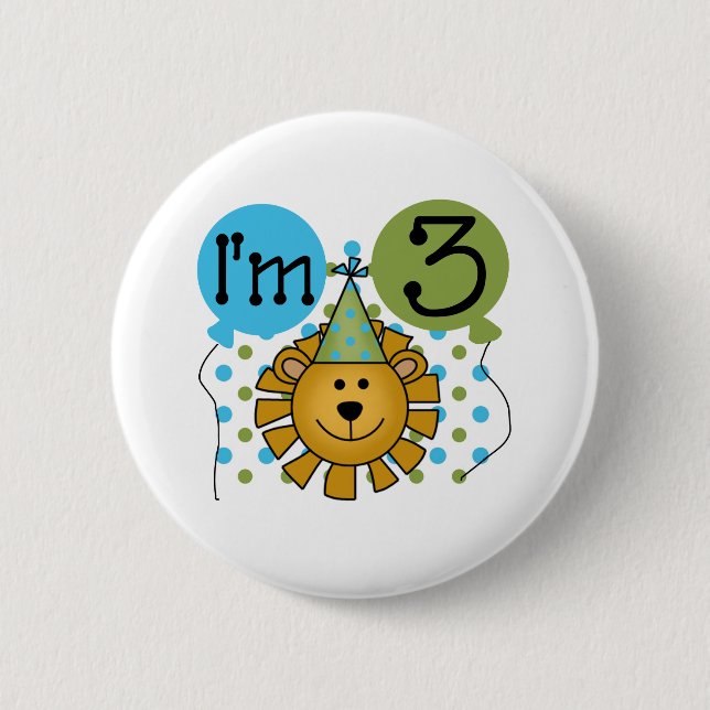Badge Rond 5 Cm 3ème Anniversaire de lion (Devant)