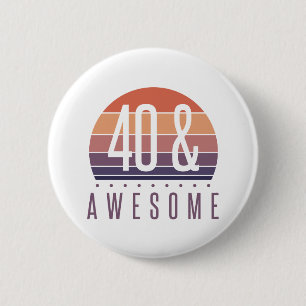 Badge Rond 5 Cm 40e anniversaire Retro Sunset