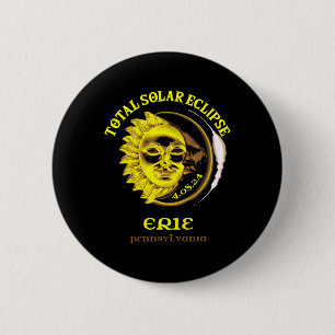 Badge Rond 5 Cm 4.08.24 Total Solaire Eclipse 2024 Erie Pennsylvan