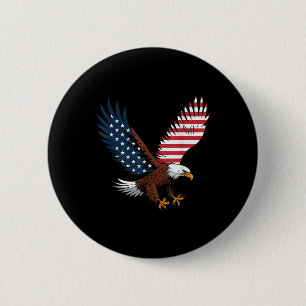 Badge Rond 5 Cm 4 juillet Bald Eagle États-Unis Drapeau américain