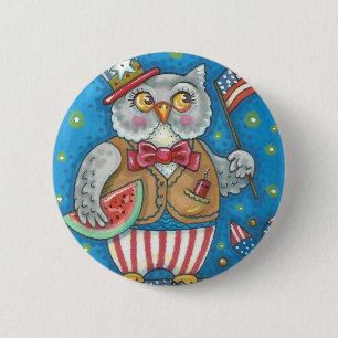 Badge Rond 5 Cm 4 juillet CHAUD, BOUTON D'OISEAU