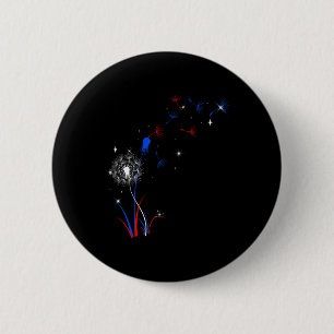 Badge Rond 5 Cm 4 juillet mignon Fleur American Patriotique