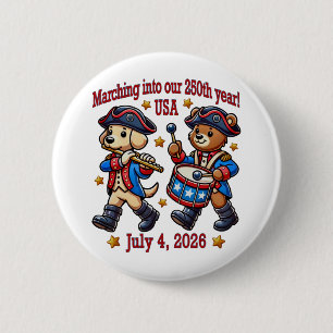 Badge Rond 5 Cm 4 juillet Semiquincentenaire du 250e anniversaire 