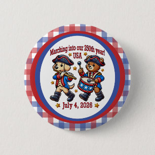Badge Rond 5 Cm 4 juillet USA 250e anniversaire Semiquincentenaire