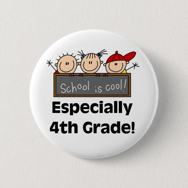 Badge Rond 5 Cm 4ème L'école primaire est fraîche (Devant)