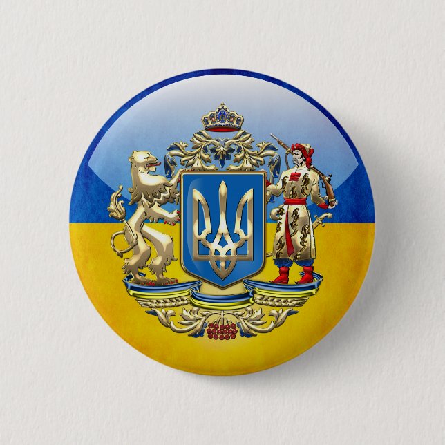 Badge Rond 5 Cm [500] Ukraine : Armoiries supplémentaires proposée (Devant)