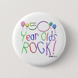 Badge Rond 5 Cm 50 ans de roche !