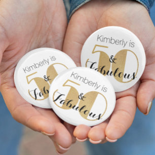 Badge Rond 5 Cm 50 ans et Fabuleux Fête d'anniversaire personnalis