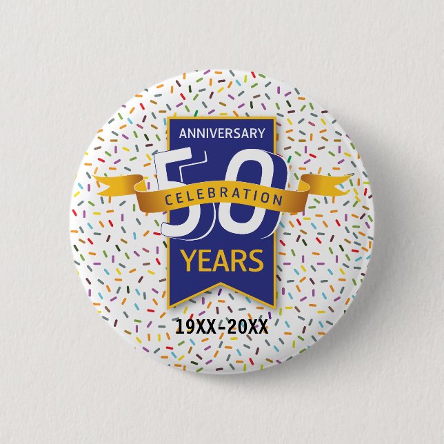 Badge Rond 5 Cm 50 e ANNIVERSAIRE Design (Devant)