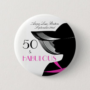 Badge Rond 5 Cm 50 et anniversaire élégant d'art déco fabuleux