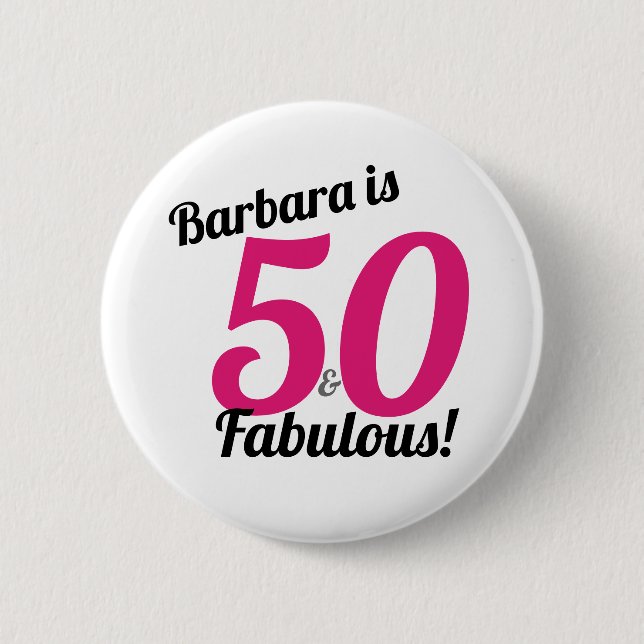 Badge Rond 5 Cm 50 et bouton personnalisé par anniversaire (Devant)
