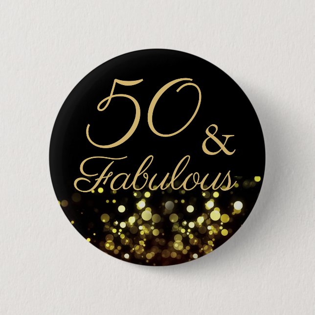 Badge Rond 5 Cm 50 et Fabuleux anniversaire (Devant)