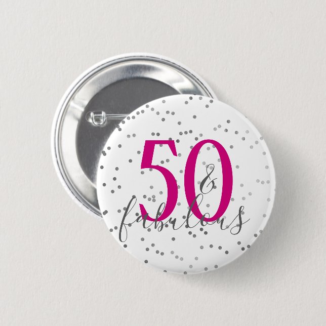 Badge Rond 5 Cm 50 modernes et bouton fabuleux de confettis (Devant & derrière)