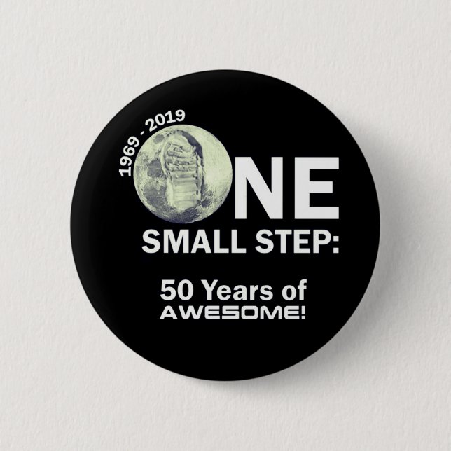 Badge Rond 5 Cm 50e anniversaire de l'atterrissage de la lune. (Devant)