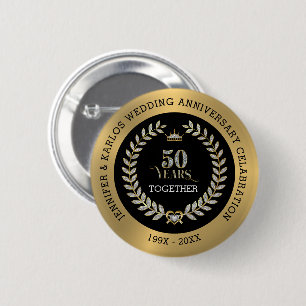 Badge Rond 5 Cm 50e anniversaire du mariage Sparkling Laurel Wreat