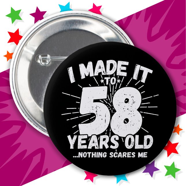 Badge Rond 5 Cm 58 Ans Mème Sarcastique vieux drôle 58ème annivers (Créateur téléchargé)
