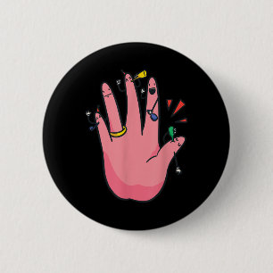 Badge Rond 5 Cm 5 doigts de fiançailles main party meilleure fianc