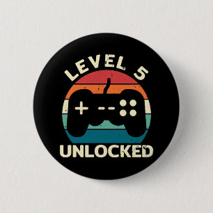 Badge Rond 5 Cm 5e anniversaire Niveau 5 déverrouillé